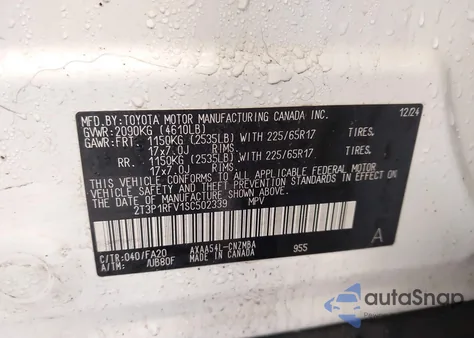 2025 Toyota Rav4 Xle z USA, uszkodzony, nr VIN 2T3P1RFV1SC502339